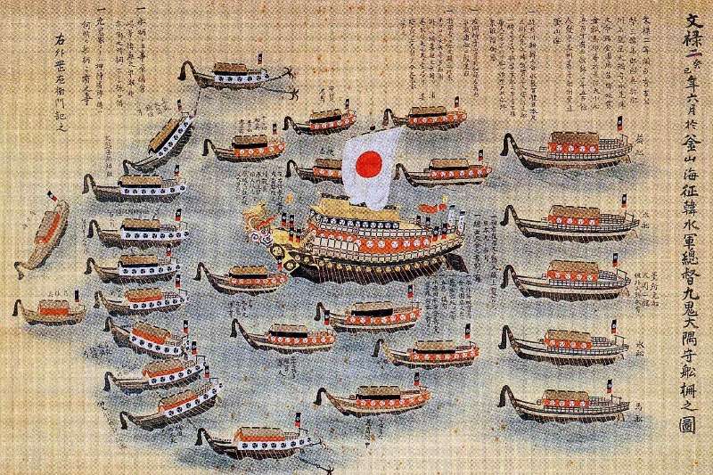 上圖為1592年日本征韓水軍,明朝在一開始並非想到支援朝鮮,而是擔心沿海受侵犯。(取自維基百科) 上圖為1592年日本征韓水軍,明朝在一開始並非想到支援朝鮮,而是擔心沿海受侵犯。(取自維基百科)