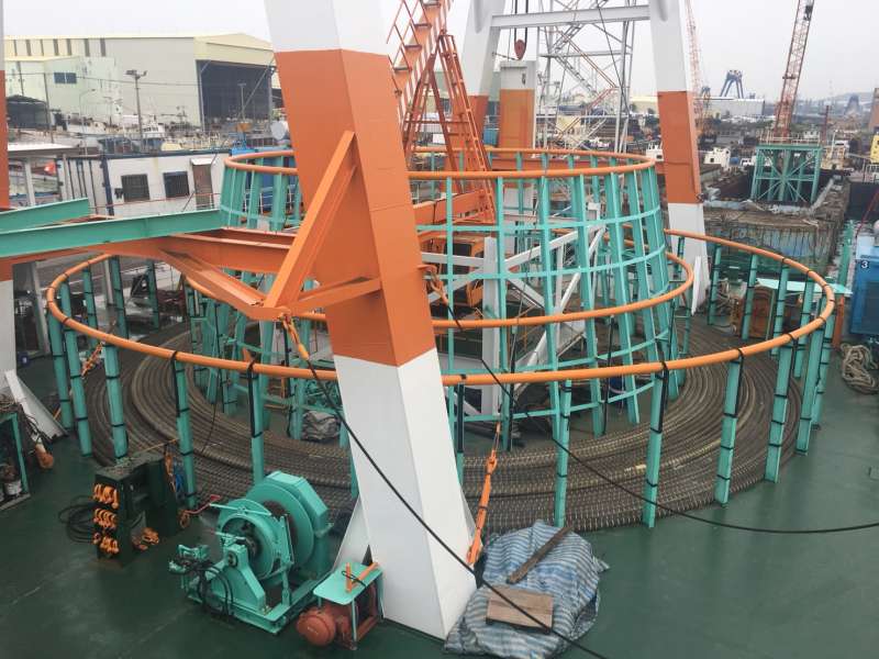 本土船商穩晉的電纜工作船。(尹俞歡攝)離岸風電、風機、風場 本土船商穩晉的電纜工作船。(尹俞歡攝)離岸風電、風機、風場