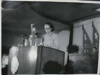1949年,謝雪紅在中國人民政治協商會議第一屆全體會議上發言。(取自維基百科) 1949年,謝雪紅在中國人民政治協商會議第一屆全體會議上發言。(取自維基百科)