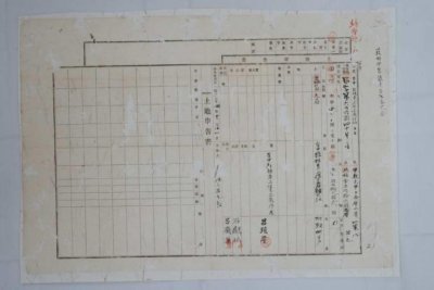 明治34年(1901)10月,土地申告書,目前除了新竹有完整檔案之外,其它地方的檔案都是零星的。關於土地申告書的狀況,請見陳文添,〈國史館臺灣文獻館收藏之檔案及提供利用概況〉,臺灣學研究:4,2007.12,p.77-90.jpg 明治34年(1901)10月,土地申告書,目前除了新竹有完整檔案之外,其它地方的檔案都是零星的。關於土地申告書的狀況,請見陳文添,〈國史館臺灣文獻館收藏之檔案及提供利用概況〉,臺灣學研究:4,2007.12,p.77-90.jpg