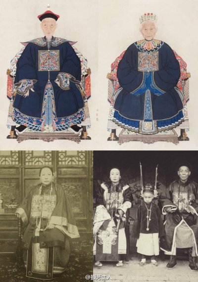 官老爺與夫人,命婦的披風也可以加上補子,稱為補褂。補子的品級須與其夫相當,不過社會上認為「巾幗不必尚武」,母老虎、河東獅太可怕了,因此武官妻母用鳥補,而不用武官的獸補。(圖/旅讀中國提供) 官老爺與夫人,命婦的披風也可以加上補子,稱為補褂。補子的品級須與其夫相當,不過社會上認為「巾幗不必尚武」,母老虎、河東獅太可怕了,因此武官妻母用鳥補,而不用武官的獸補。(圖/旅讀中國提供)