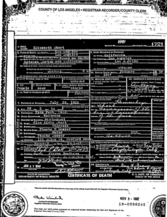 伊莉莎白・蕭特(Elizabeth Short)的死亡證明書。(圖/擷取自維基百科) Kingsbury_Run_investigations,_sept_1936.jpeg