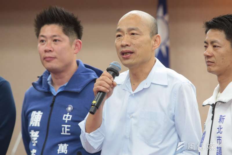 20180417-國民黨高雄市長參選人韓國瑜17日出席「Y世代聯盟形象短片」公布記者會。（顏麟宇攝）