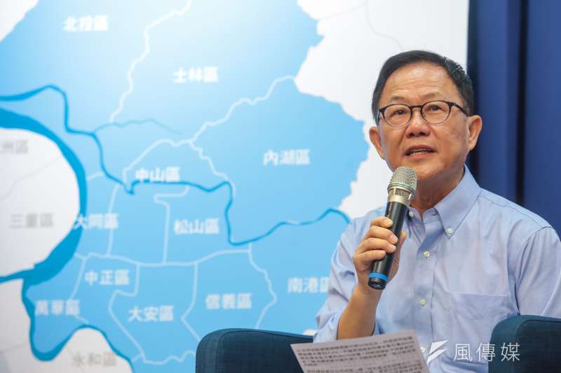 20180824-國民黨台北市長參選人丁守中24日召開「城市老化人口高齡，防災都更刻不容緩」記者會。（顏麟宇攝）