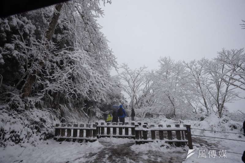 2021年1月8日,太平山下雪了。(風傳媒) 2021年1月8日,太平山下雪了。(風傳媒)