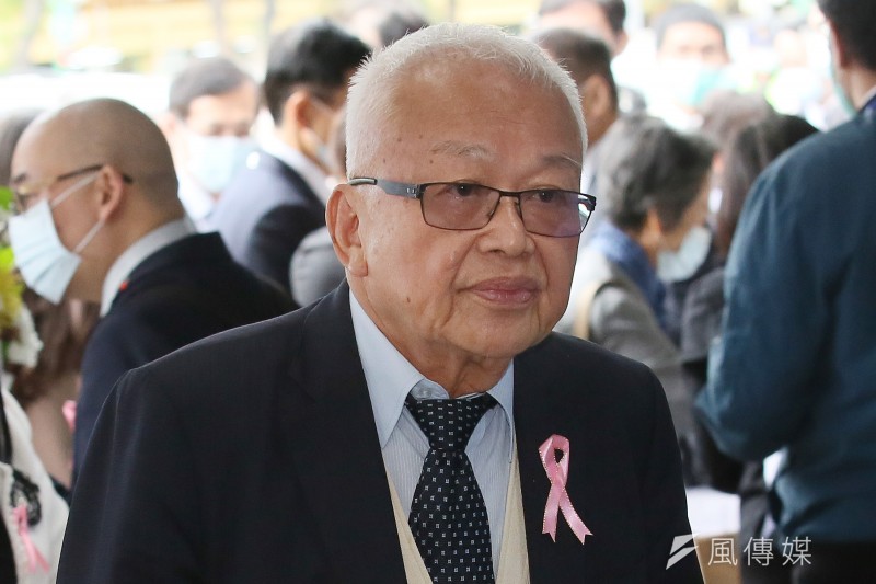 2021年4月劉泰英出席前考試院長許水德告別式。（柯承惠攝）