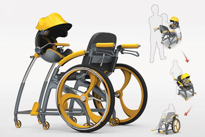 「三代同堂」輪椅解決三明治族群一邊顧小孩、一邊顧爸媽的窘境。