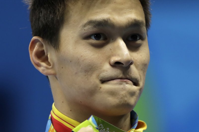 中國游泳選手孫楊在里約奧運200公尺自由式奪金。(美聯社) 中國游泳選手孫楊在里約奧運200公尺自由式奪金。(美聯社)
