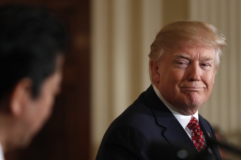 川普與安倍。（美聯社）