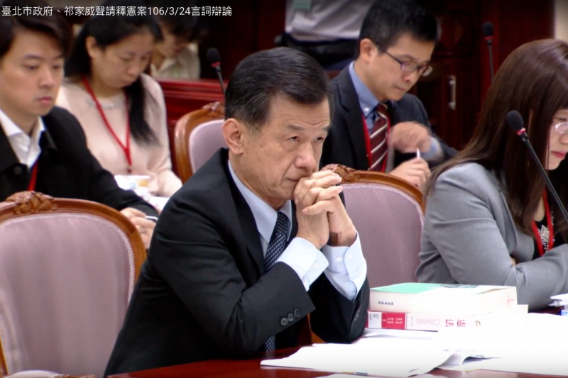 20170324-法務部長邱太三(取自臺北市政府、祁家威聲請釋憲案網路直播) 20170324-法務部長邱太三(取自臺北市政府、祁家威聲請釋憲案網路直播)