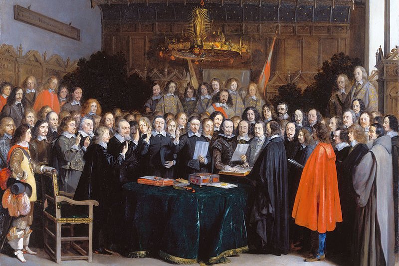 1648年的西發里亞和約確認儀式。(Gerard ter Borch @wikipedia/public domain) 1648年的西發里亞和約確認儀式。(Gerard ter Borch @wikipedia/public domain)