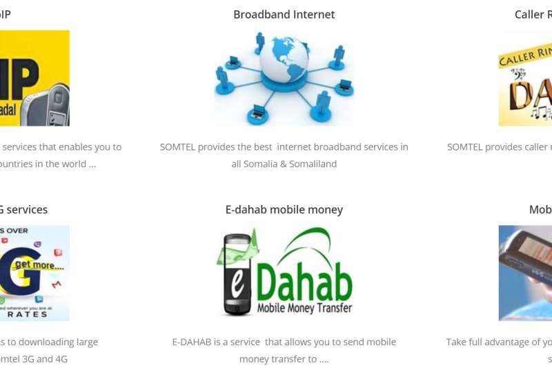 Somtel公司在官方網站上介紹E-dahab的功能。（截自Somtel官網）