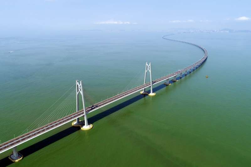 2018年7月11日無人機拍攝的港珠澳大橋。(新華社) 2018年7月11日無人機拍攝的港珠澳大橋。(新華社)