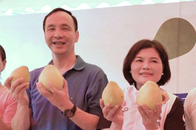 20180902_張麗善(右)到新北市和朱立倫(左)推銷斗六文旦。(翻攝張麗善臉書) 20180902_張麗善(右)到新北市和朱立倫(左)推銷斗六文旦。(翻攝張麗善臉書)