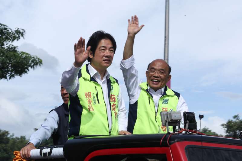 20181110-新北市長候選人蘇貞昌與行政院長賴清德陪同蘆洲車隊掃街。（陳品佑攝）