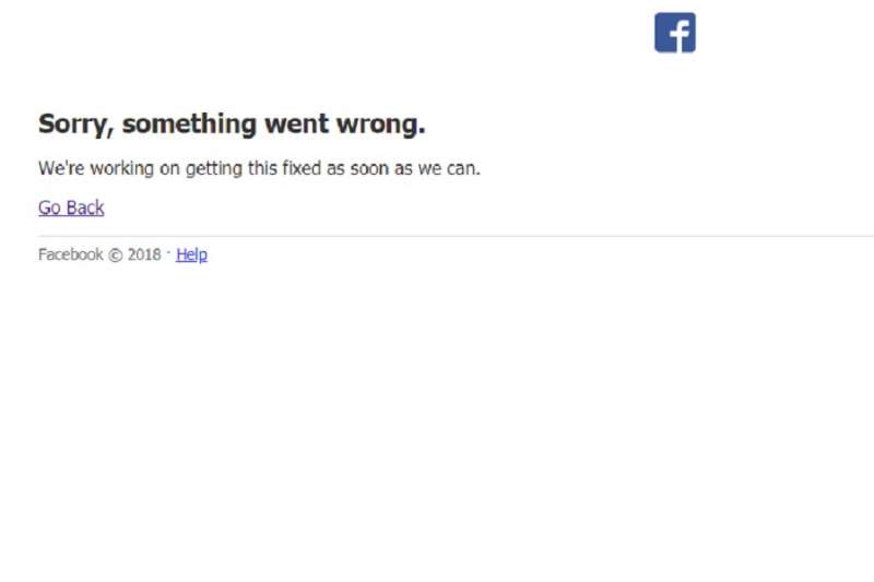 臉書當機。（取自Facebook）