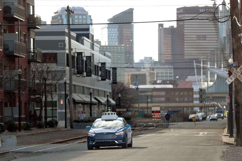 美國福特汽車（Ford）大力投資的自駕車公司「Argo AI」的自駕車。（AP）