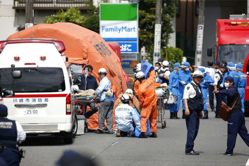日本神奈川縣的川崎市28日上午驚傳無差別殺人事件。(美聯社) 日本神奈川縣的川崎市28日上午驚傳無差別殺人事件。(美聯社)