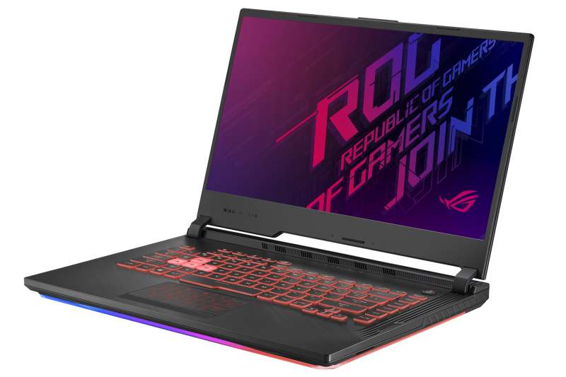 ROG Strix G上蓋採用對比色髮絲紋飾面，鍘刀式轉軸設計為散熱通風口騰出空間。（圖/ASUS提供）