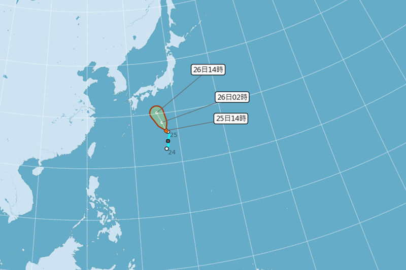 20190725-颱風路徑潛勢預報圖。（取自中央氣象局網站）