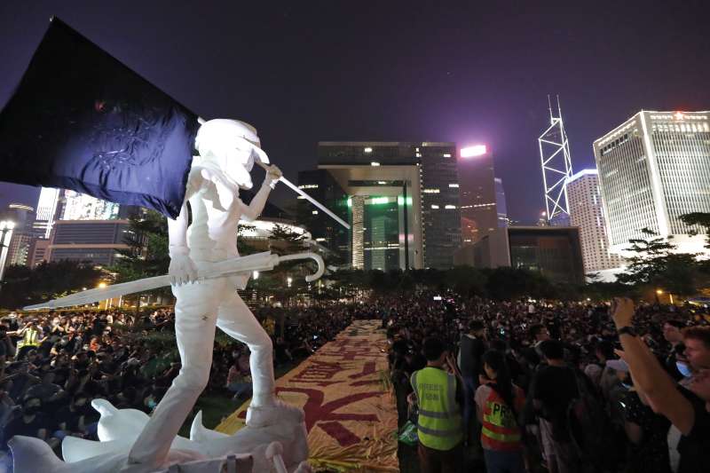 2019年9月，香港「反送中」運動，民主女神（AP）