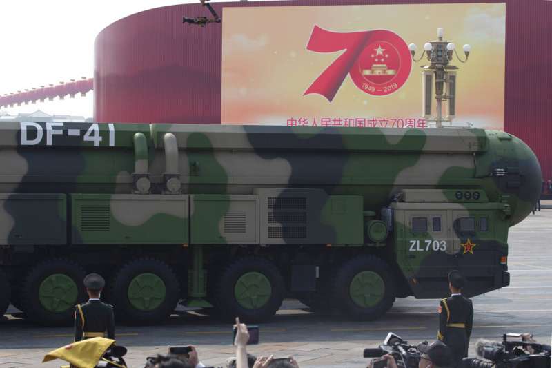 2019十一國慶的天安門大閱兵、解放軍、東風-41。(美聯社) 2019十一國慶的天安門大閱兵、解放軍、東風-41。(美聯社)