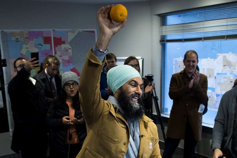 2019年加拿大國會大選,新民主黨黨魁駔勉誠(Jagmeet Singh)。(AP) 2019年加拿大國會大選,新民主黨黨魁駔勉誠(Jagmeet Singh)。(AP)