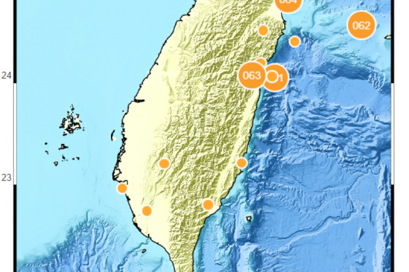 根據中央氣象局最新資訊，29日晚9時42分發生芮氏規模5.1地震。示意圖。（資料照，中央氣象局提供）