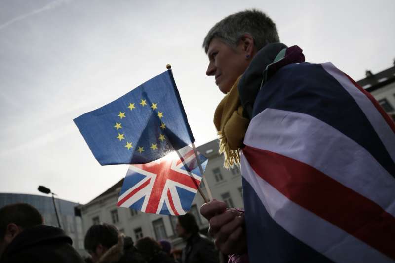 英國於2020年1月31日晚間23點01分正式脫離歐盟,進入為期11個月的談判過渡期。(AP)