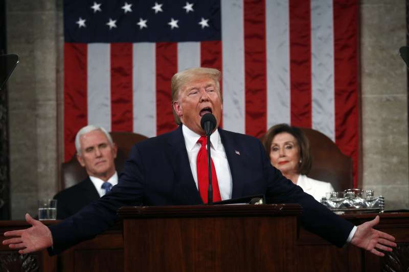 2020年2月4日，美國總統川普發表國情咨文（AP）