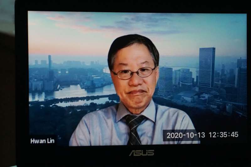 20201014-彭文正14日上午出庭後召開記者會,旅美學者林環牆以視訊方式發表意見。(盧逸峰攝) 20201014-彭文正14日上午出庭後召開記者會,旅美學者林環牆以視訊方式發表意見。(盧逸峰攝)