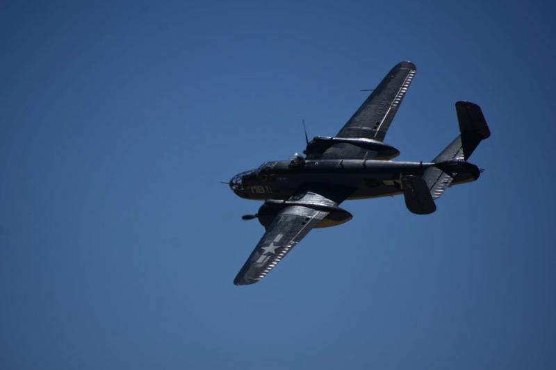 海軍版的B-25轟炸機PBJ,戰時主要由陸戰隊使用,曾支援過硫磺島與沖繩戰役,照片中的這架飛機是當今世界上唯一還能飛行的PBJ。(許劍虹攝) 海軍版的B-25轟炸機PBJ,戰時主要由陸戰隊使用,曾支援過硫磺島與沖繩戰役,照片中的這架飛機是當今世界上唯一還能飛行的PBJ。(許劍虹攝)