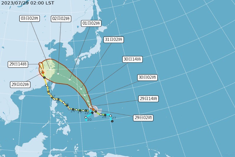 卡努颱風最新路徑。（圖／中央氣象局）