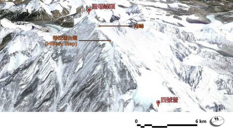 聖母峰頂區域西南側鳥瞰圖(圖片來源:Google Earth整理) 聖母峰頂區域西南側鳥瞰圖(圖片來源:Google Earth整理)