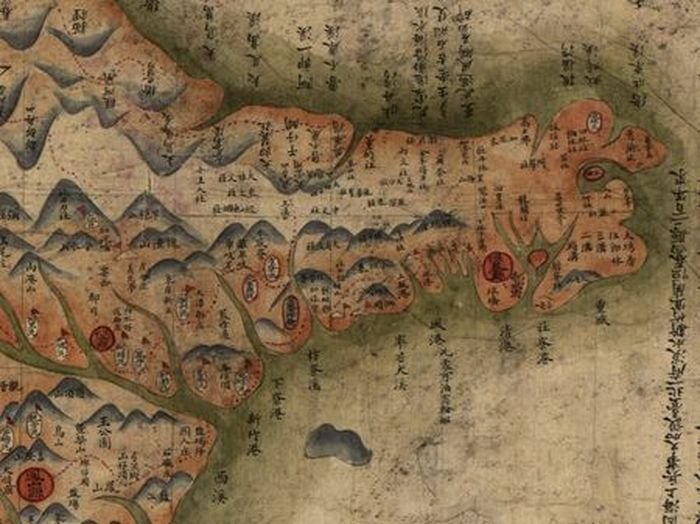 1879年李蓮琨繪製的《臺灣前後山全圖》恆春縣局部,詳列琅嶠下十八社。(美國國會圖書館藏) 1879年李蓮琨繪製的《臺灣前後山全圖》恆春縣局部,詳列琅嶠下十八社。(美國國會圖書館藏)
