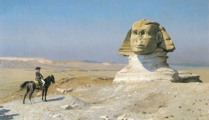 人面獅身像前的波拿巴,Jean-Leon Gerome, 1868年作品。(作者提供) 人面獅身像前的波拿巴,Jean-Leon Gerome, 1868年作品。(作者提供)