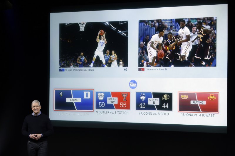 蘋果發表會,Apple TV。(美聯社) 蘋果發表會,Apple TV。(美聯社)