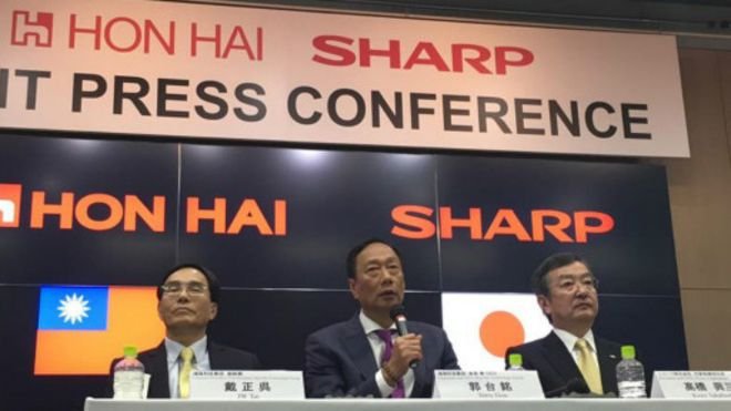 台灣企業鴻海以3880億日幣入主夏普。(BBC中文網) 台灣企業鴻海以3880億日幣入主夏普。(BBC中文網)