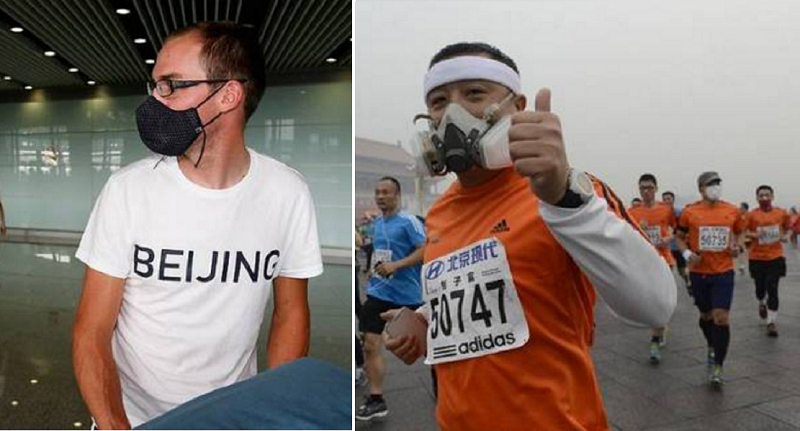 8年前,在北京戴口罩是可恥的,圖中的美國運動員曾經激怒了全中國(左)。到了 2014年北京國際馬拉松比賽,戴口罩太正常了(右)。(作者提供) 8年前,在北京戴口罩是可恥的,圖中的美國運動員曾經激怒了全中國(左)。到了 2014年北京國際馬拉松比賽,戴口罩太正常了(右)。(作者提供)