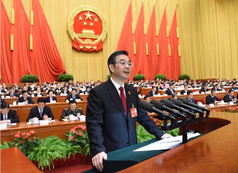周強在中國十二屆人大報告司法院工作。(資料照/新華社) 周強在中國十二屆人大報告司法院工作。(資料照/新華社)