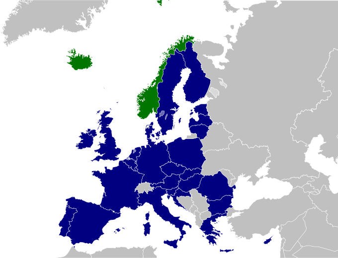 歐洲經濟區成員地圖。（圖／維基百科公有領域）