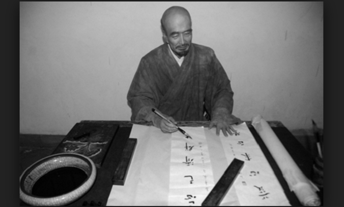 李叔同中年祝髮為僧成弘一。 李叔同中年祝髮為僧成弘一。