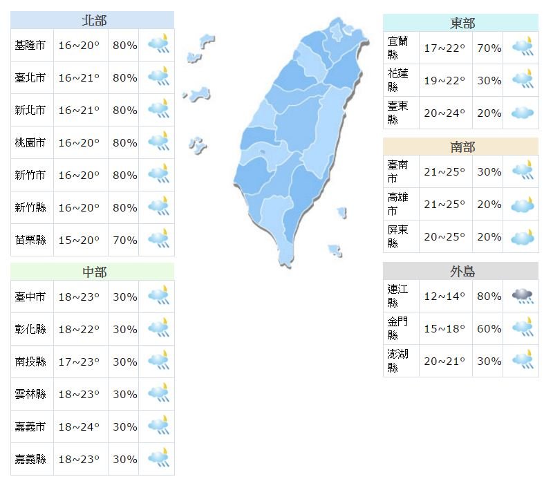 2017-03-05-5日晚間鋒面報到-全台氣溫下降-取自中央氣象局