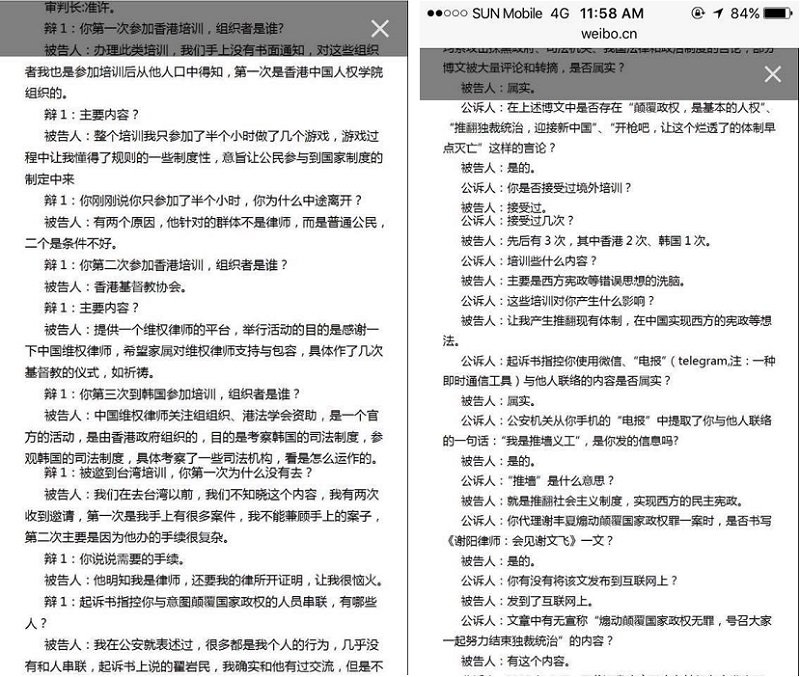 官方自己發佈的謝陽庭審紀錄，這些內容都是罪名，如此，人人都可入罪。（作者提供）