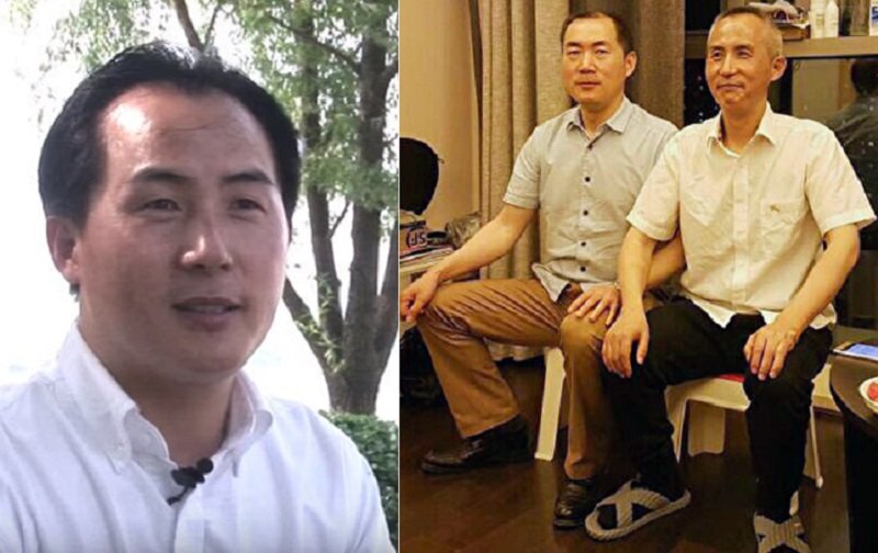 獲釋的中國維權律師李和平(被拘前,左)滿頭白髮如同老人。(右圖右) 獲釋的中國維權律師李和平(被拘前,左)滿頭白髮如同老人。(右圖右)
