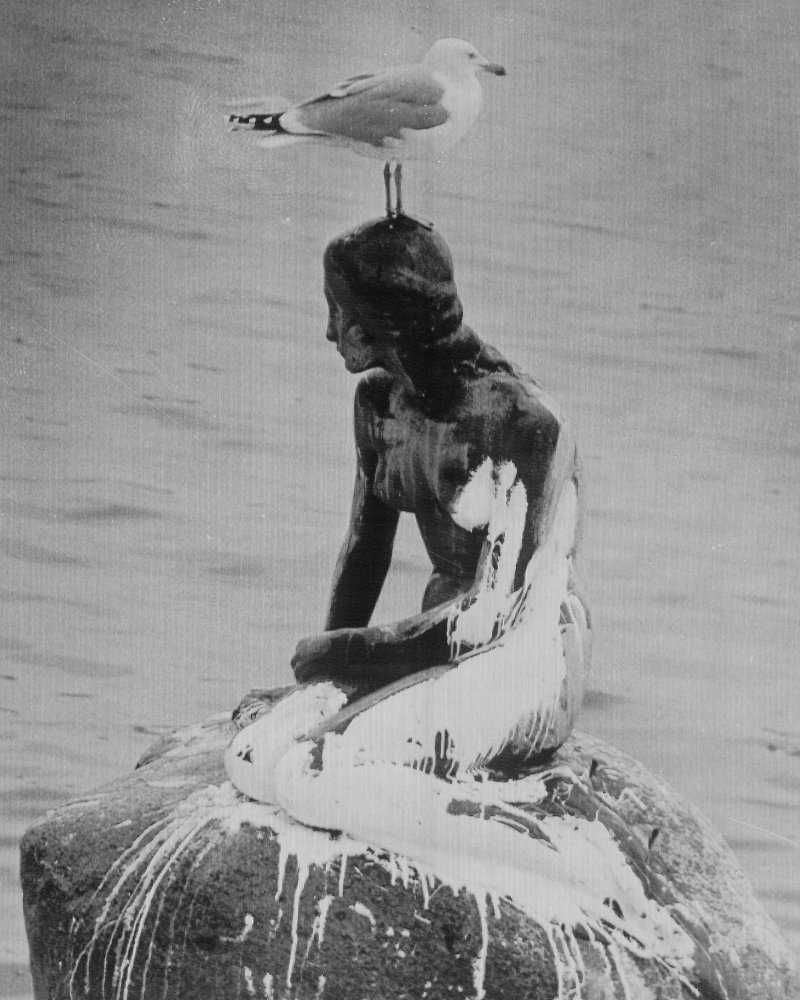 1972年,小美人魚像被潑白漆。(美聯社) 1972年,小美人魚像被潑白漆。(美聯社)