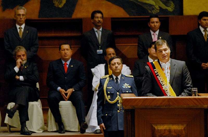 柯瑞亞2006當選厄瓜多爾總統。(Wilson Dias/ABr - Agência Brasi/維基百科) 柯瑞亞2006當選厄瓜多爾總統。(Wilson Dias/ABr - Agência Brasi/維基百科)
