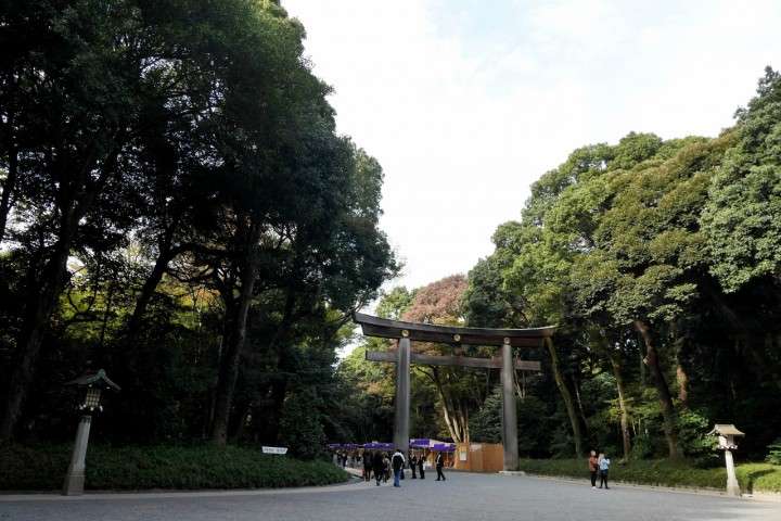 位於東京都中心的明治神宮擁有佔地70公頃的綠蔭。 位於東京都中心的明治神宮擁有佔地70公頃的綠蔭。