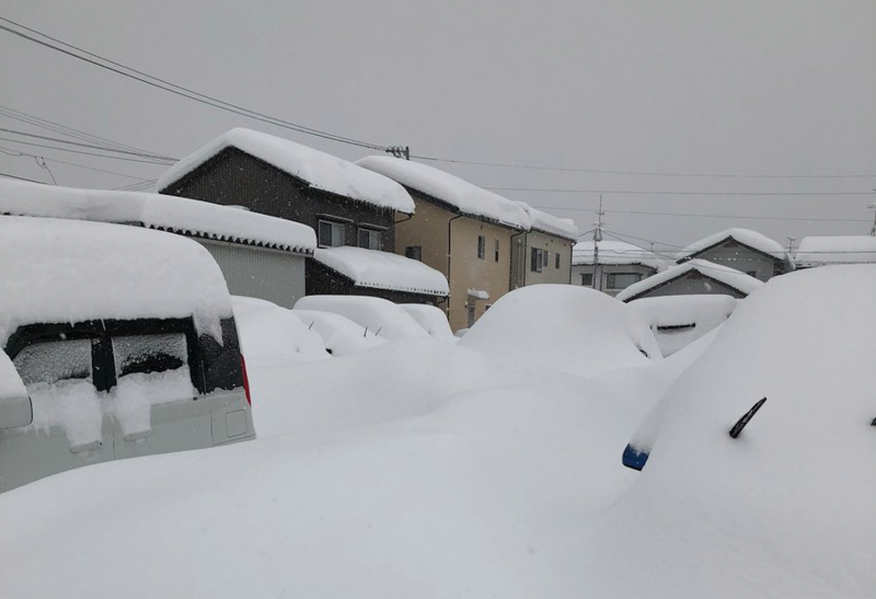 福井市降下大雪,網友紛紛上傳雪景。(翻攝推特) 福井市降下大雪,網友紛紛上傳雪景。(翻攝推特)