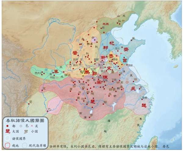 春秋後期形勢圖。（圖/澎湃新聞提供）